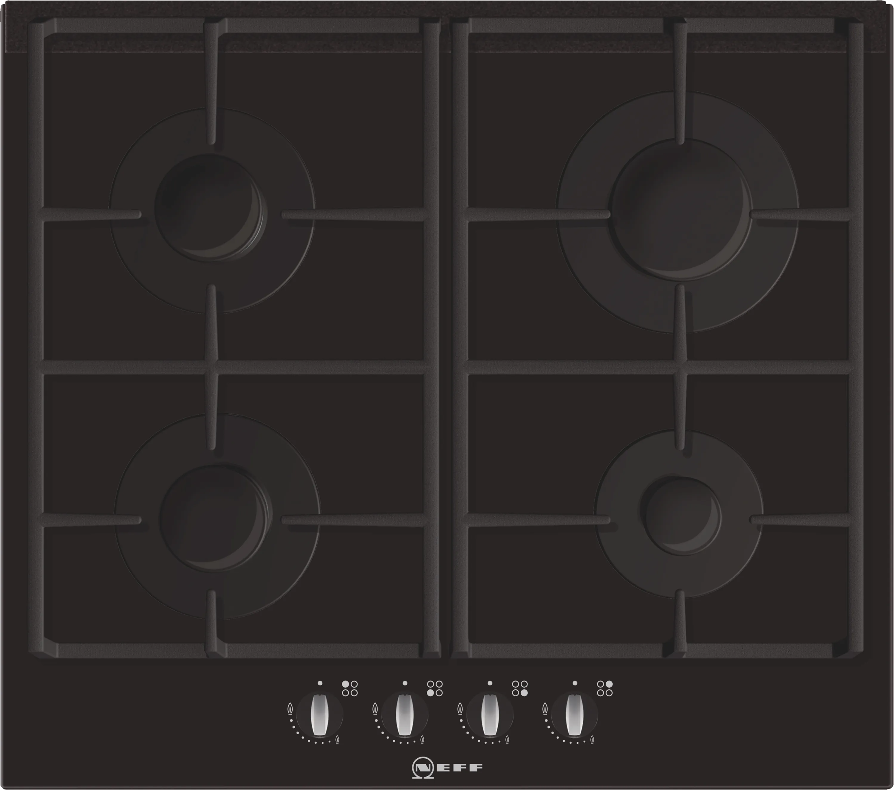 Gas hob 60 cm Tempered glass, Black