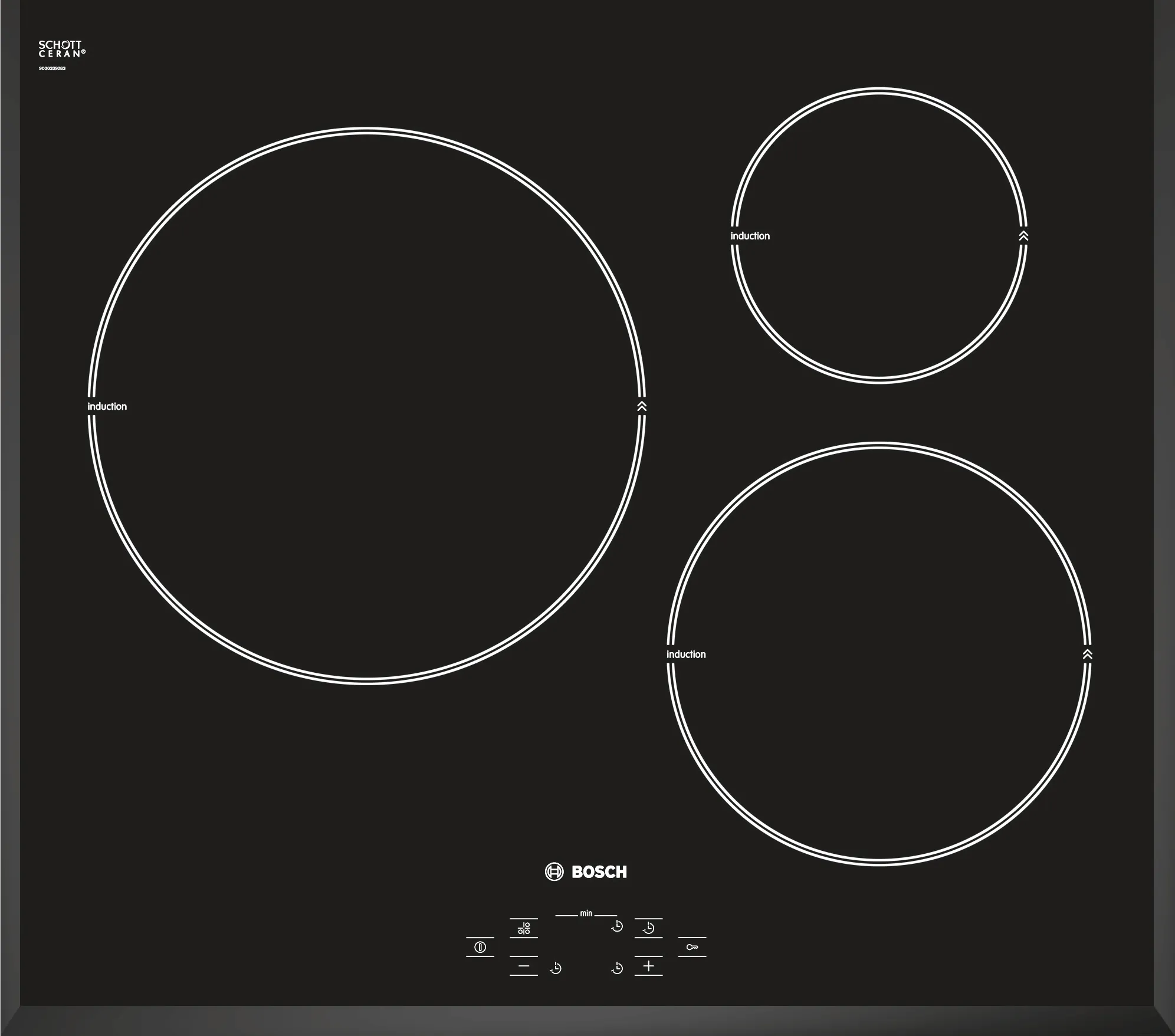 Induction hob 60 cm surface mount without frame