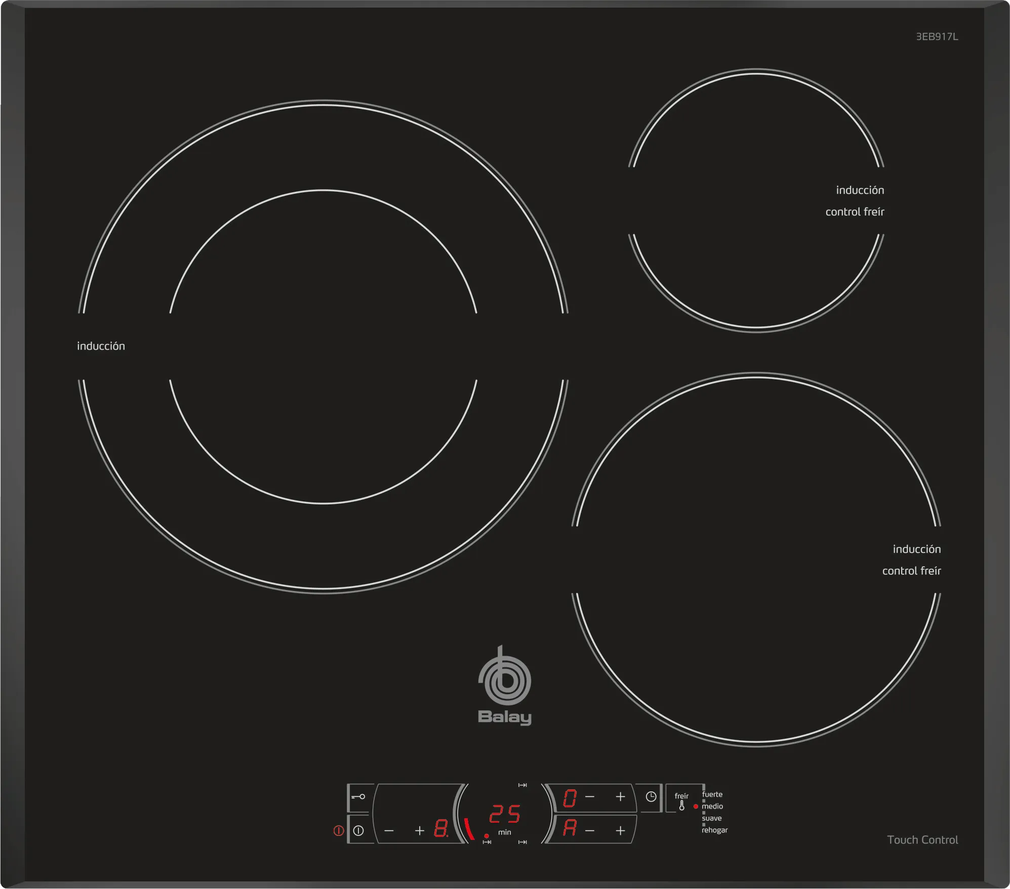 Induction hob 60 cm surface mount without frame