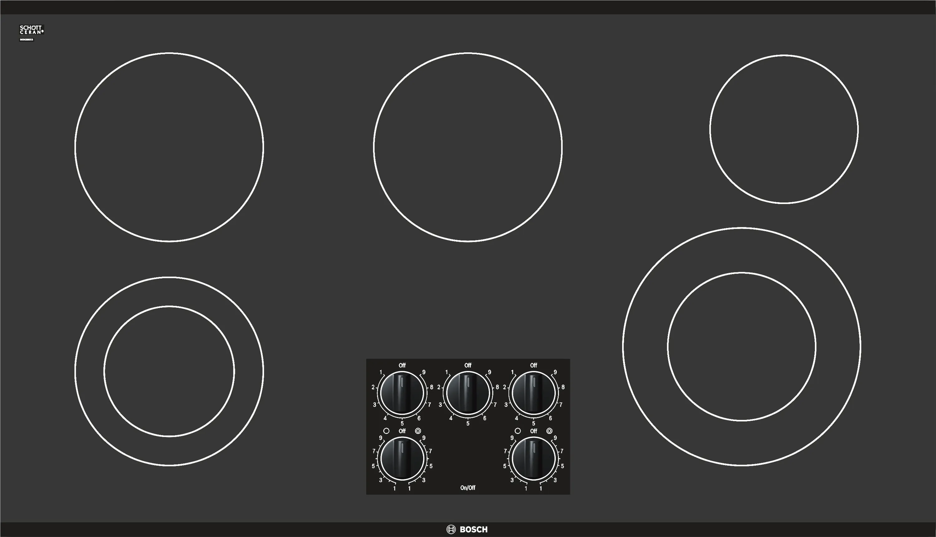 Electric hob 36'' Black, surface mount without frame