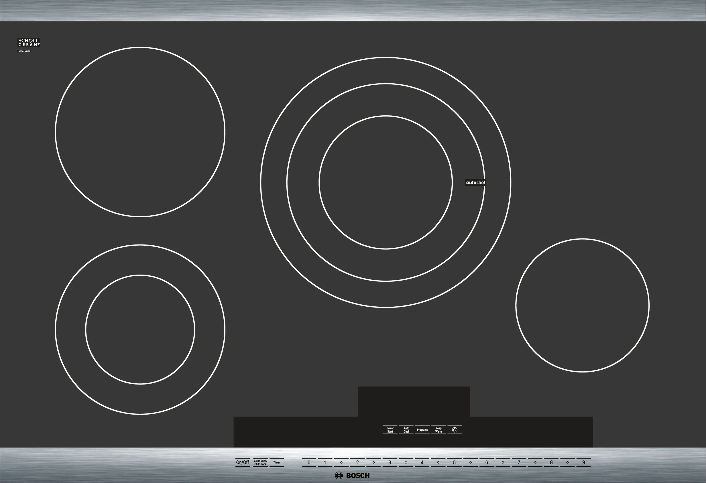  Electric hob 30'' Black, surface mount without frame
