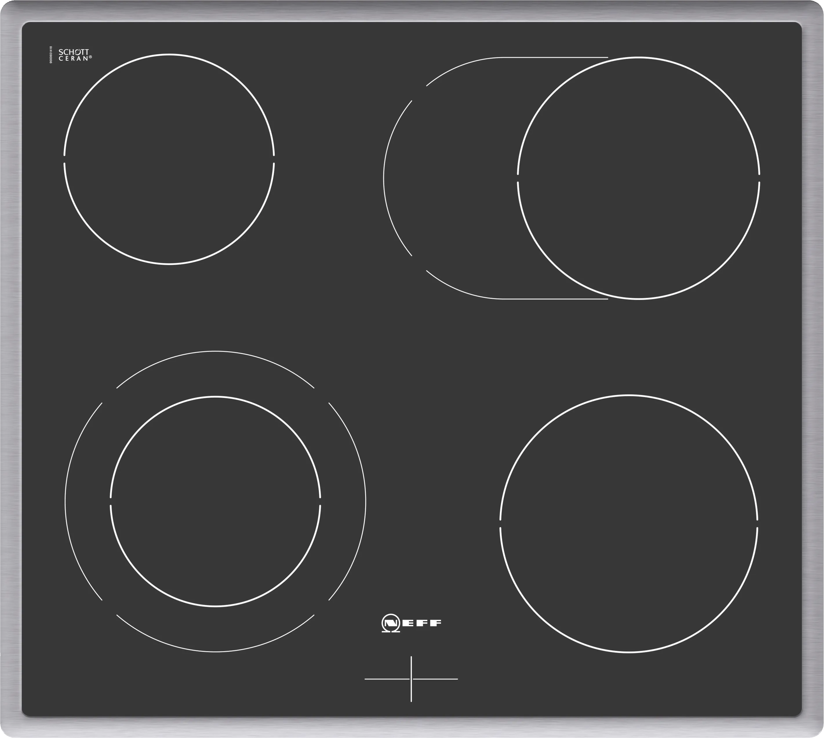  Electric hob 60 cm control panel on the cooker, surface mount with frame