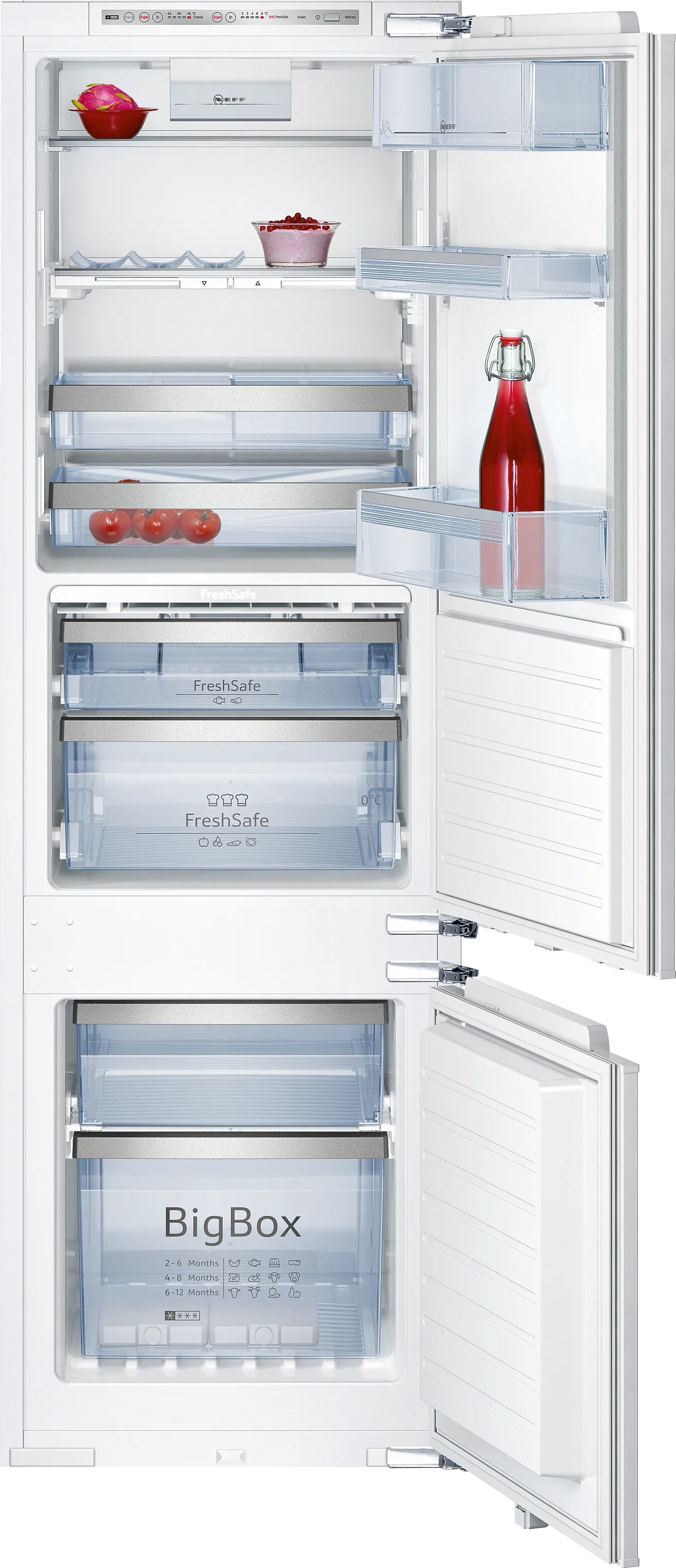 N 90 built-in fridge-freezer with freezer at bottom 177.2 x 55.6 cm soft close flat hinge