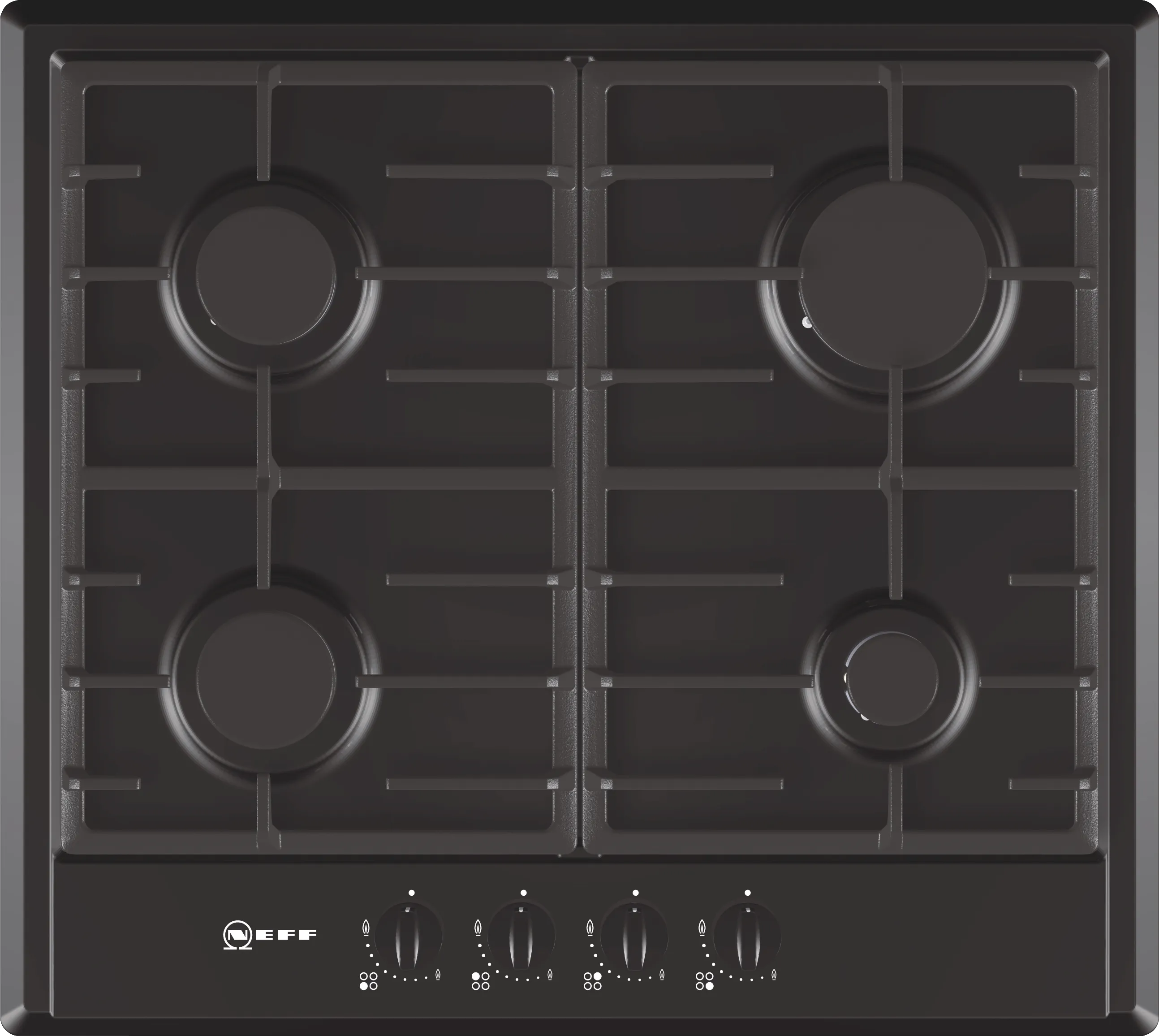  Gas hob 60 cm Enameled steel, Black