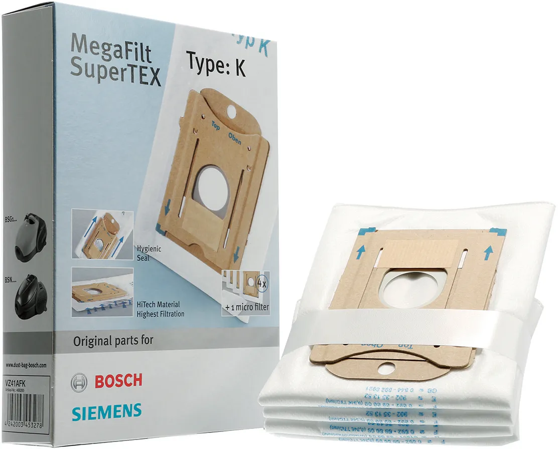Støvsugerpose Type K 4 Støvsugerposer Type K MegaFilt® SuperTEX + 1 Micro-Hygienefilter 