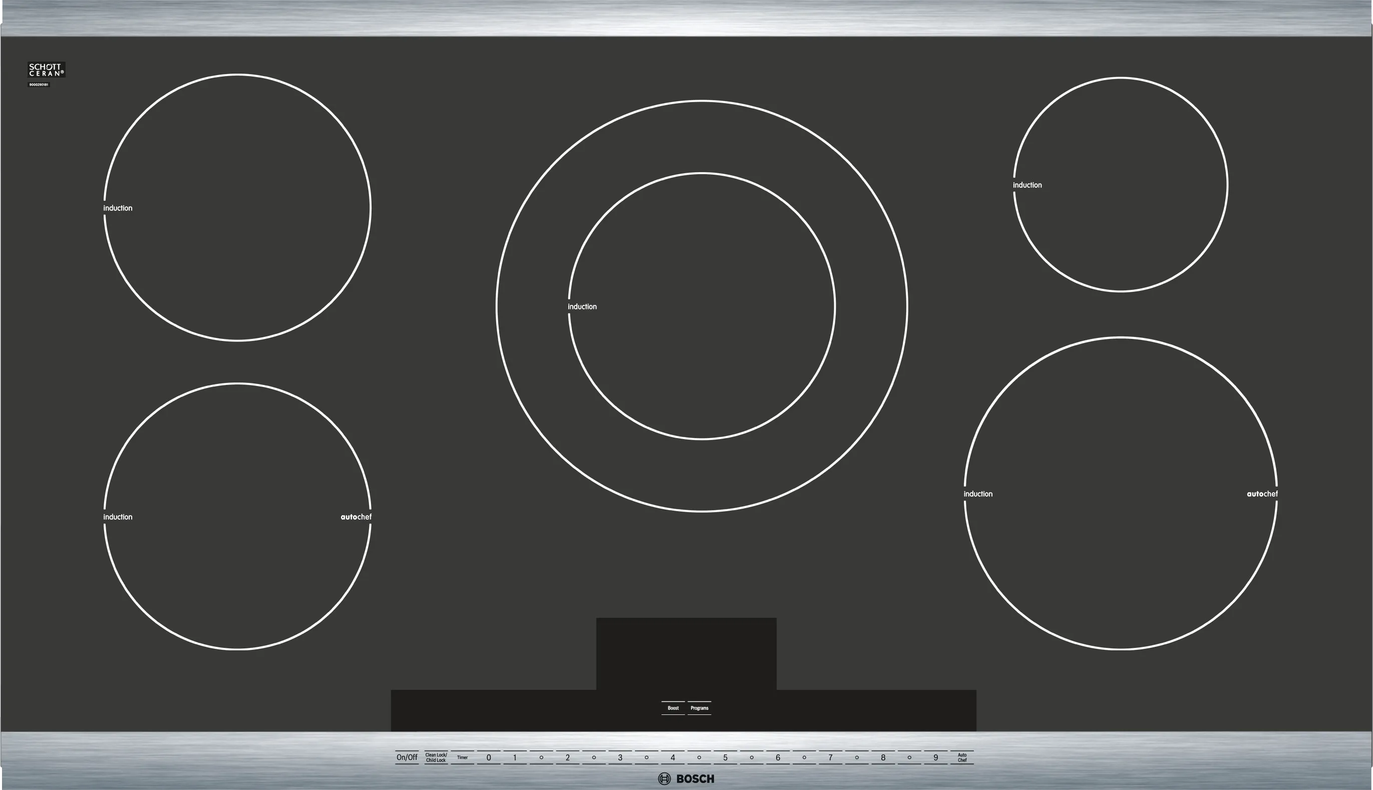 Induction hob 36'' Black, surface mount without frame