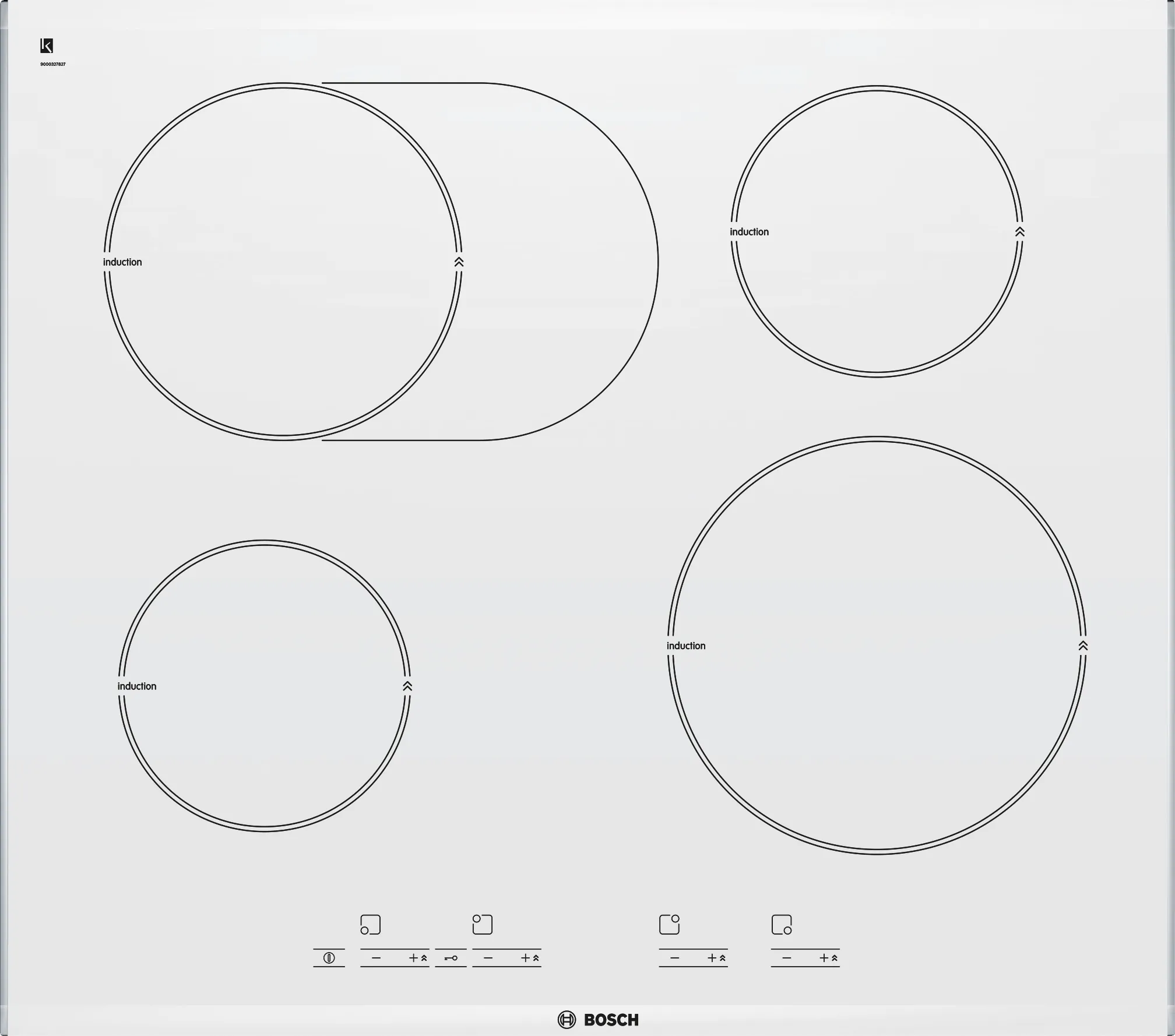 Induction hob 60 cm White, surface mount with frame