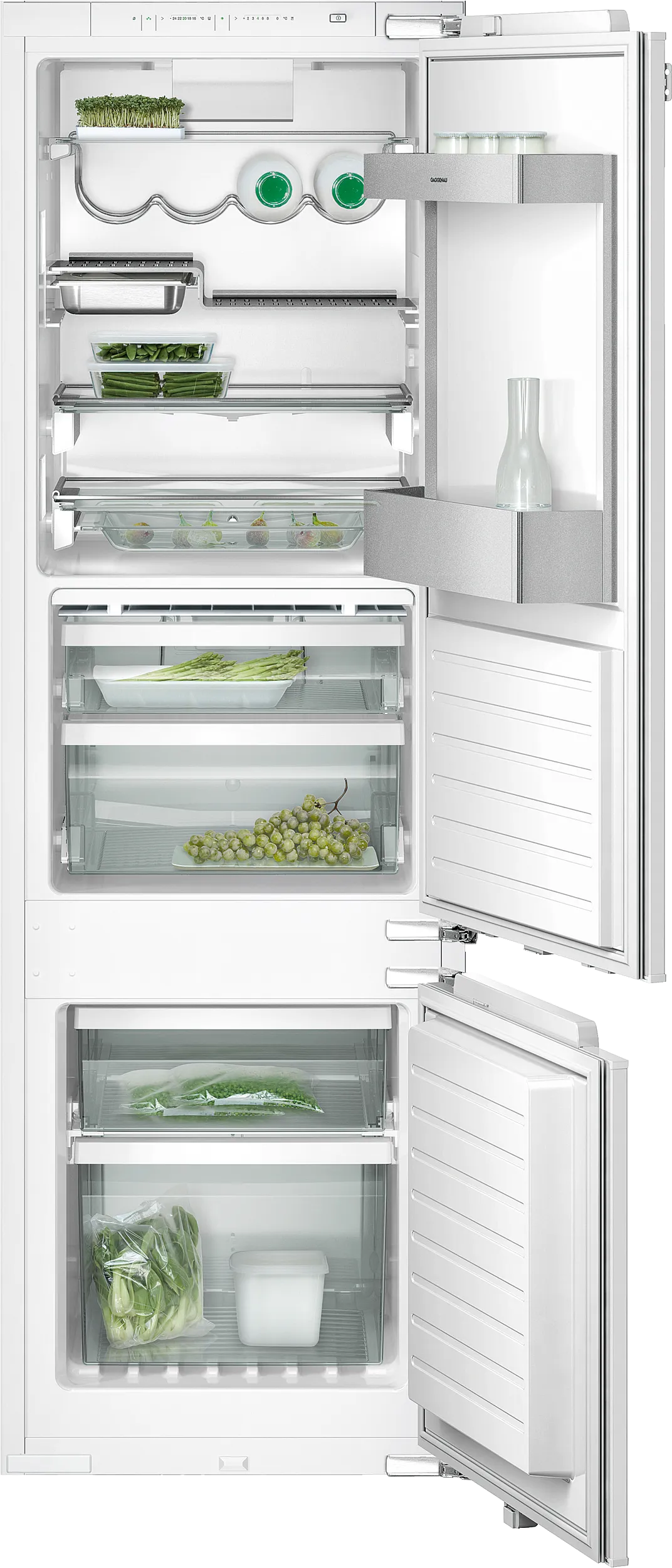 200 series Vario built-in fridge-freezer with freezer at bottom 177.2 x 55.6 cm soft close flat hinge 