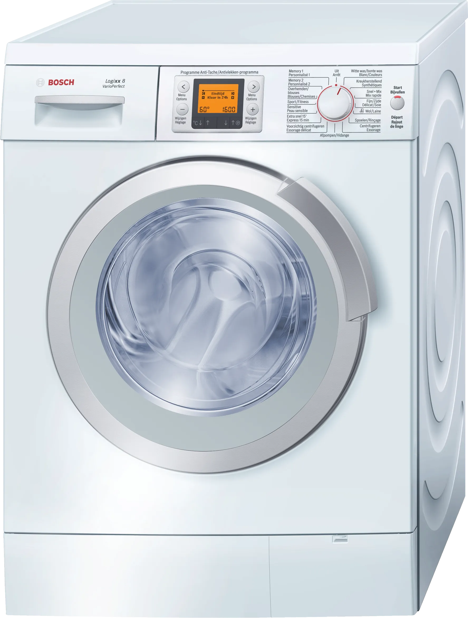 washing machine, frontloader fullsize 8 kg 1600 rpm, White