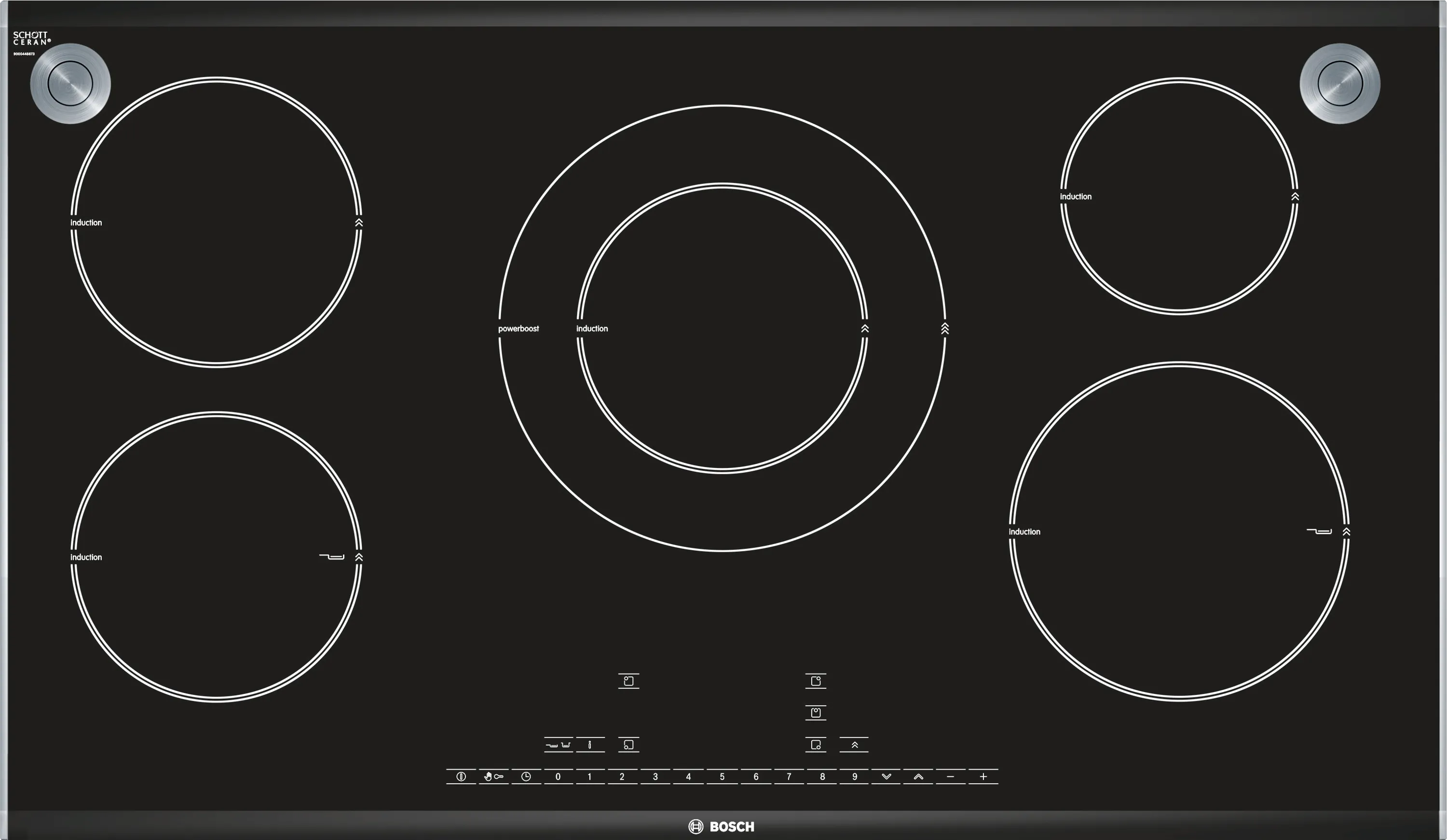 Induction hob 90 cm surface mount with frame