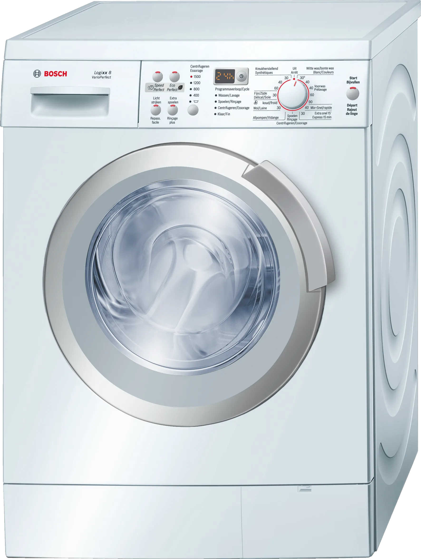 washing machine, frontloader fullsize 8 kg 1500 rpm, White