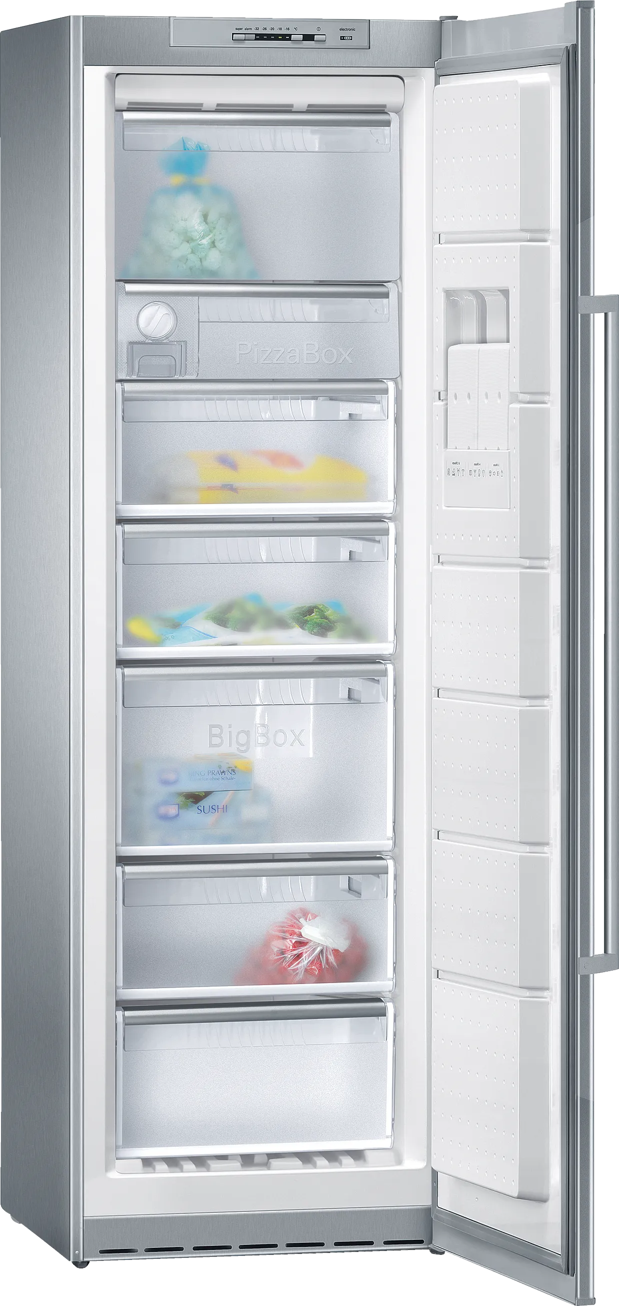 free-standing freezer 186 x 60 cm Brushed steel anti-fingerprint
