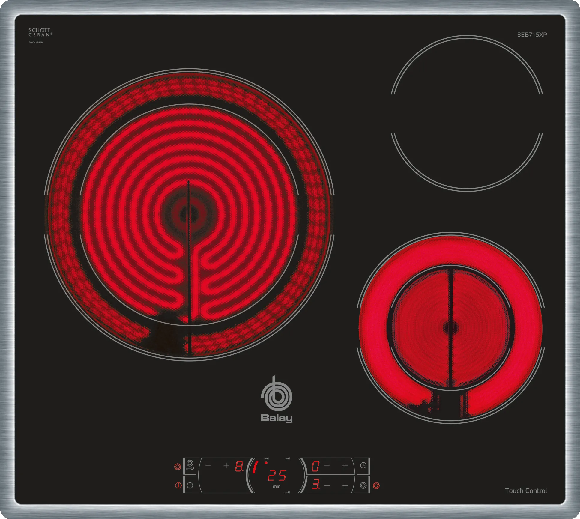 Electric hob 60 cm surface mount with frame