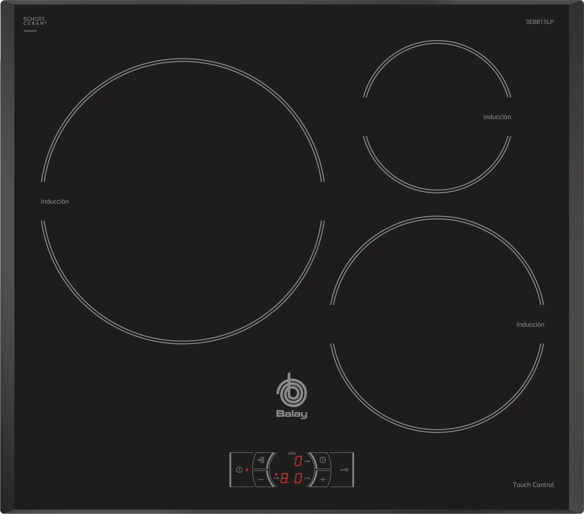 Induction hob 60 cm surface mount without frame