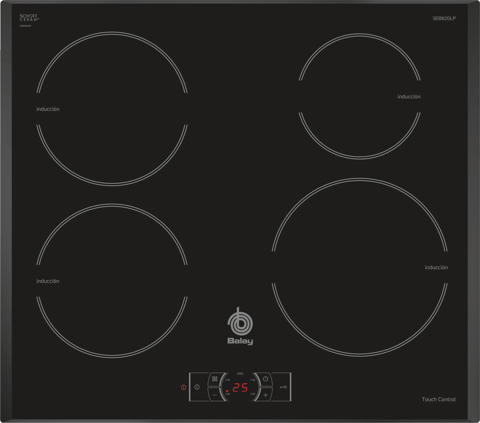 Induction hob 60 cm surface mount without frame
