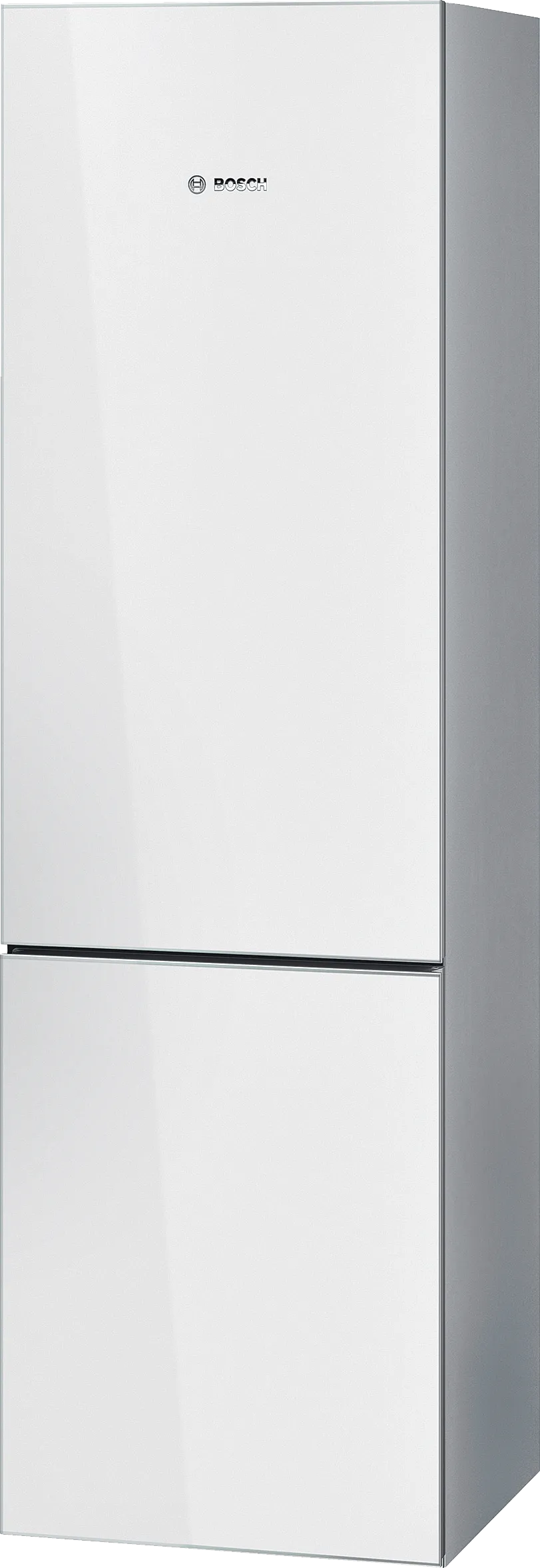 free-standing fridge-freezer with freezer at bottom, glass door 200 x 60 cm White