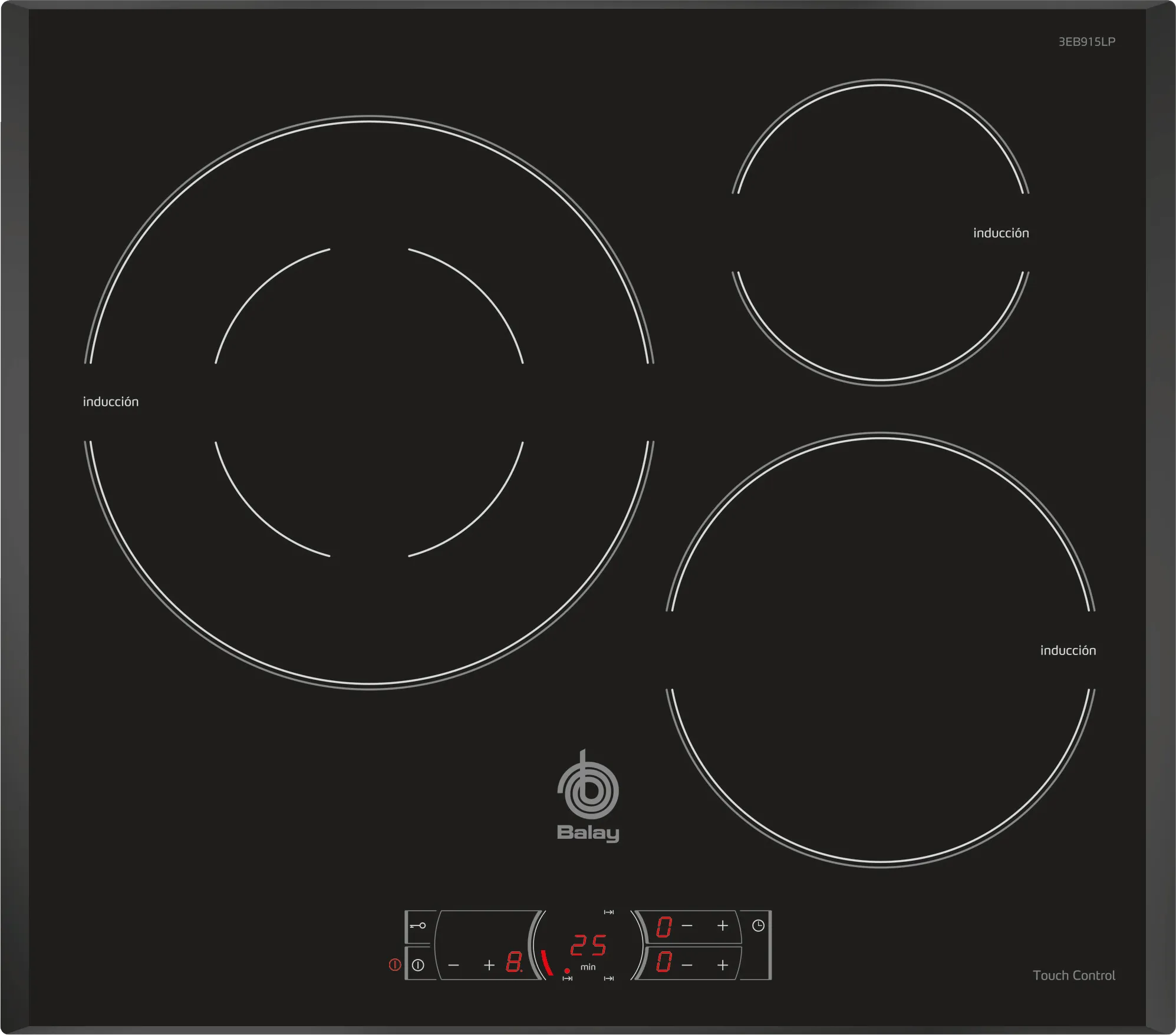 Induction hob 60 cm surface mount without frame