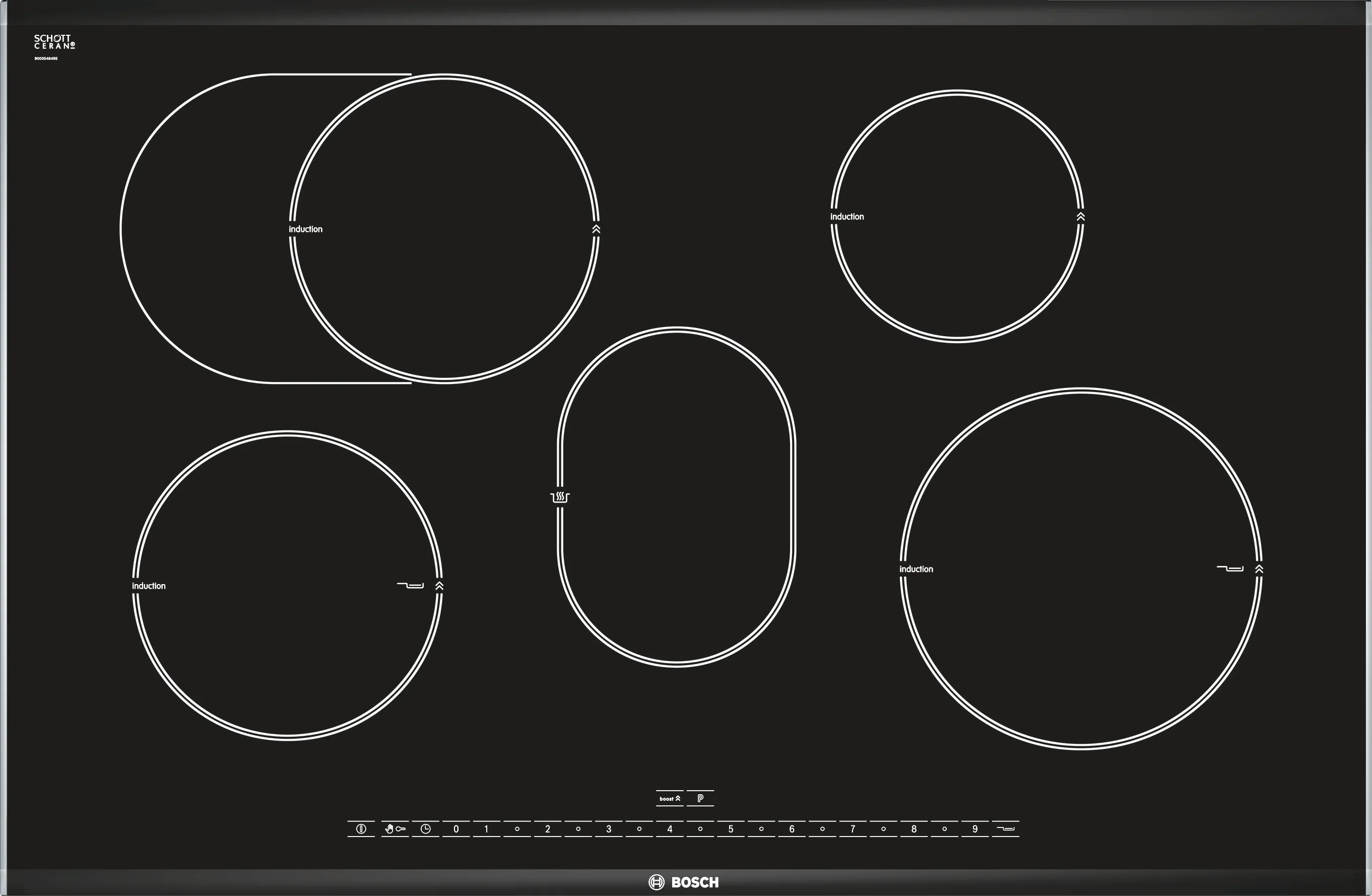  Induction hob 80 cm surface mount with frame