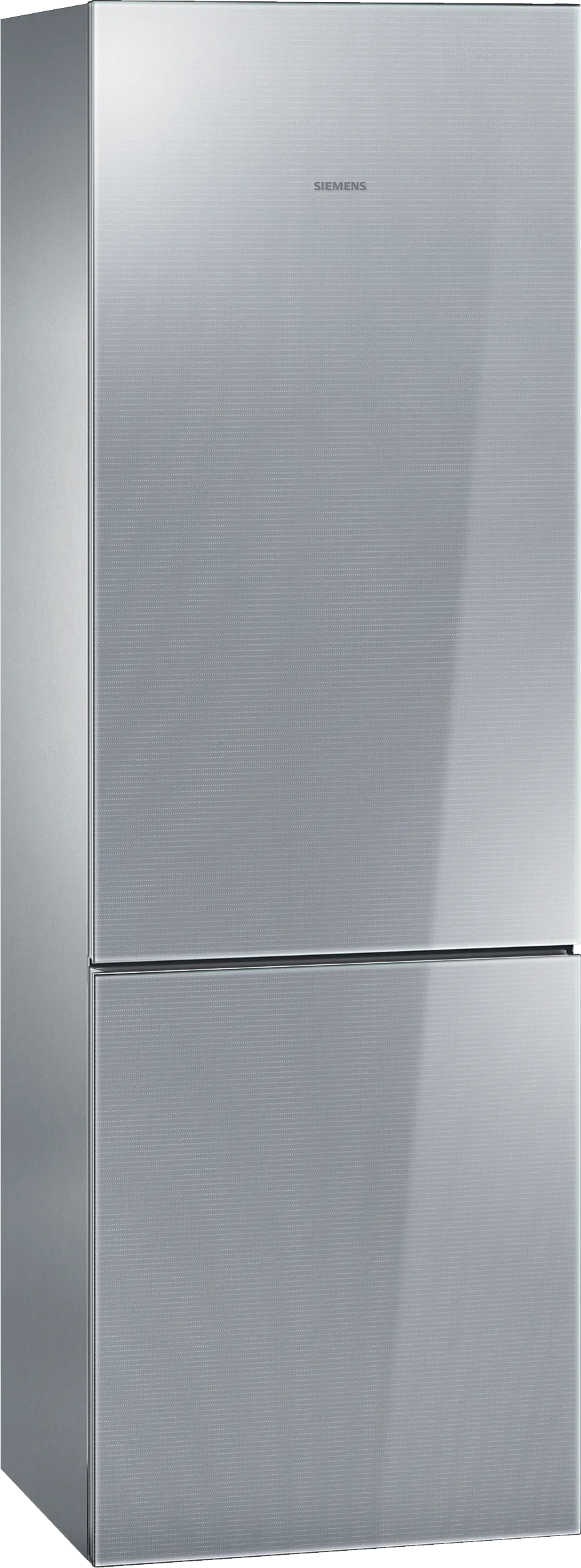 free-standing fridge-freezer with freezer at bottom, glass door 185 x 60 cm Silver, Black, Total noFrost