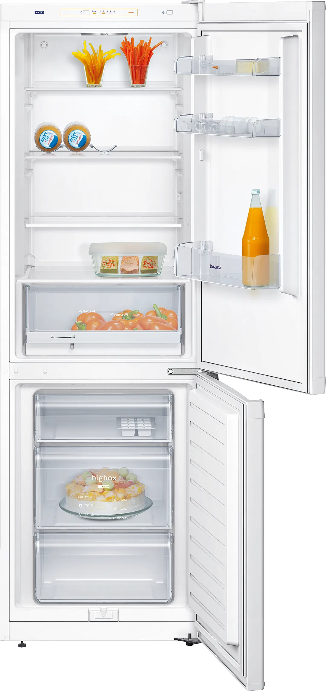  free-standing fridge-freezer with freezer at bottom 186 x 60 cm White