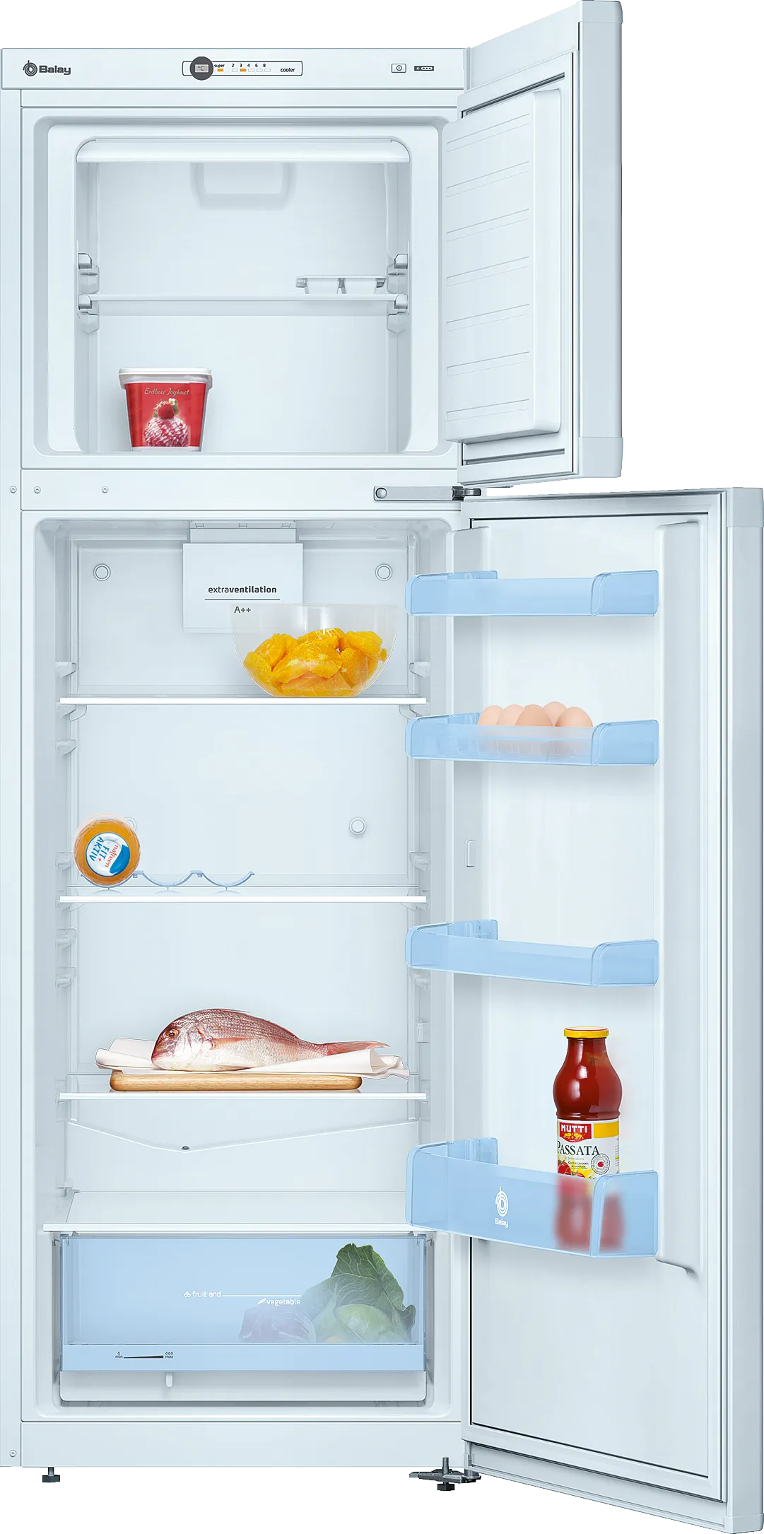 free-standing fridge-freezer with freezer at top 176 x 60 cm White