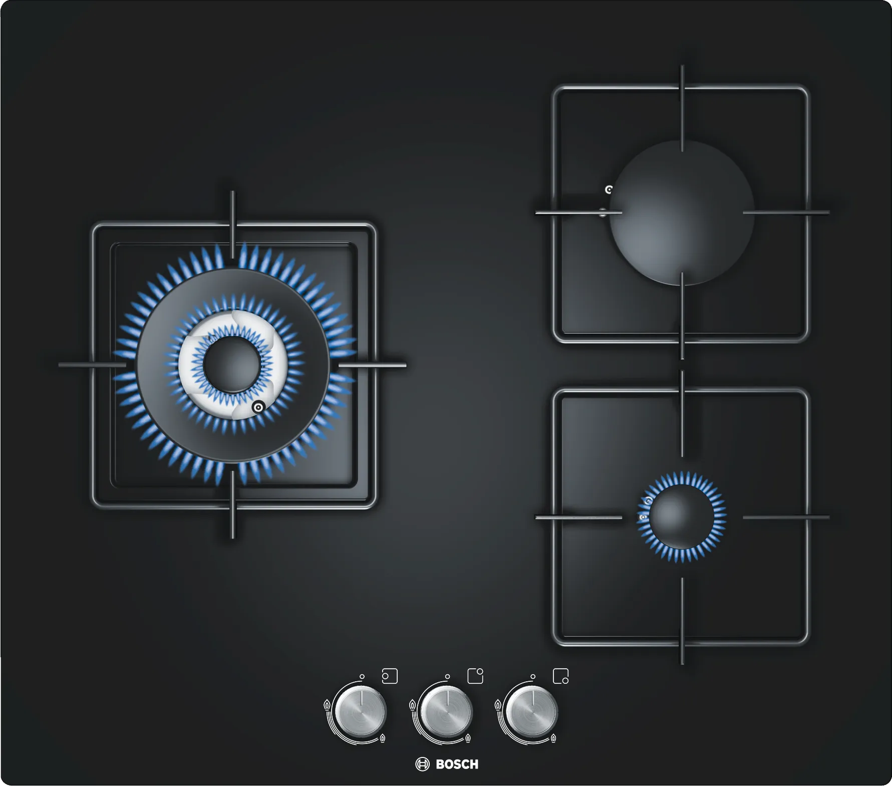 Series 6 Gas hob 60 cm Tempered glass, Black