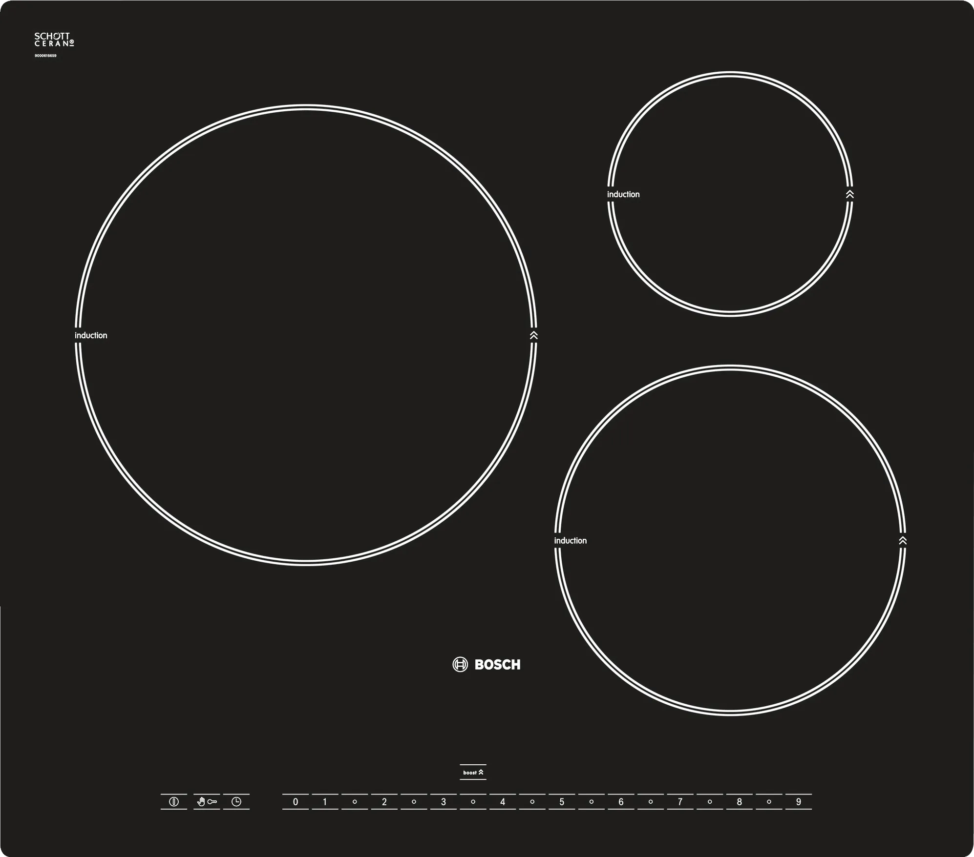  Induction hob 60 cm surface mount without frame