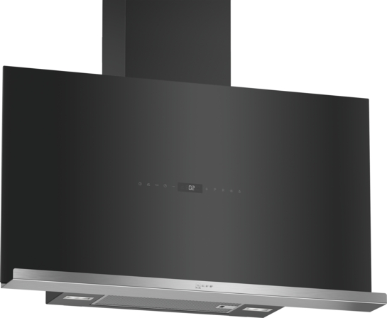 Neff N 90 Vägghängd köksfläkt 90 cm Klarglas med svart tryck, Svart