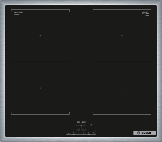BOSCH Serie 4 Induktionskochfeld 60 cm herdgesteuert, Schwarz, Mit Rahmen aufliegend NVQ645CB6E