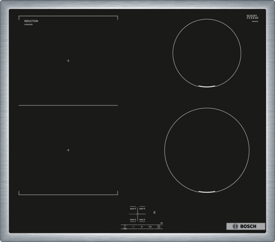 BOSCH Serie 4 Induktionskochfeld 60 cm herdgesteuert, Schwarz, Mit Rahmen aufliegend NVS645CB6E