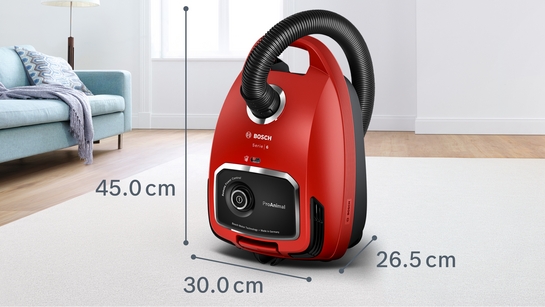BOSCH Bodenstaubsauger ProAnimal Serie 6 BGL6TPET, Ideal Für Tierhaare Und Allergiker, 700 W, mit Beutel, Hygiene-Filter, Für Parkett, Teppich, Fliesen, Starke Saugkraft, Rot