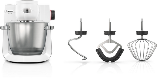 Bosch  Köksmaskin 1600 W Vit, borstad rostfritt stål MUMS6EW00 Serie 6