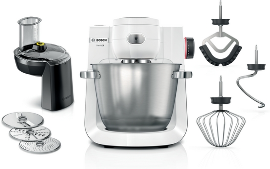 Bosch Produktbild: Bosch Serie 6 Küchenmaschine 1600 W Weiß, Edelstahl gebürstet