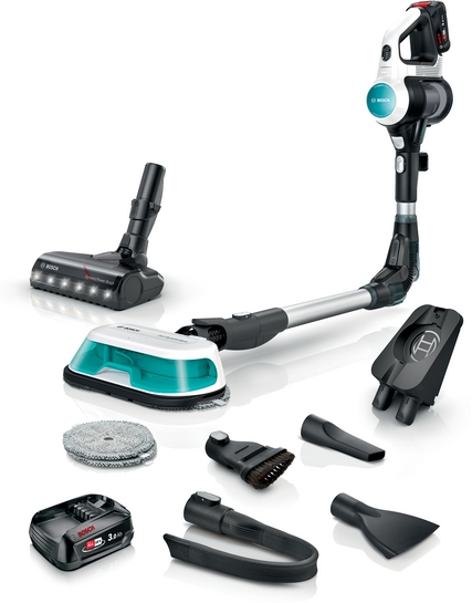 Bosch Sladdlös 2 i 1 Dammsugare och Mopp Unlimited 7 ProHygienic Aqua Vit BCS712HYG5