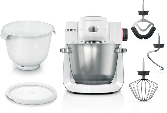 Bosch  Köksmaskin 1600 W Vit, borstad rostfritt stål MUMS6EW18 Serie 6