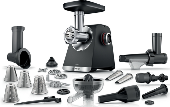 BOSCH Serie 6 Fleischwolf MultiPower 2100 W Schwarz, silver metalic MFWS682B