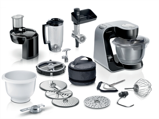 Bosch Produktbild: Bosch Serie 4 Küchenmaschine mit Waage MUM 5 1000 W Schwarz, Dark silver