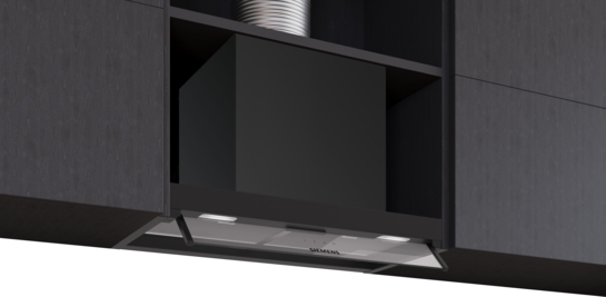 Siemens iQ300 Skåpsintegrerad köksfläkt 60 cm Klarglas, Mattsvart LJ65BCC60