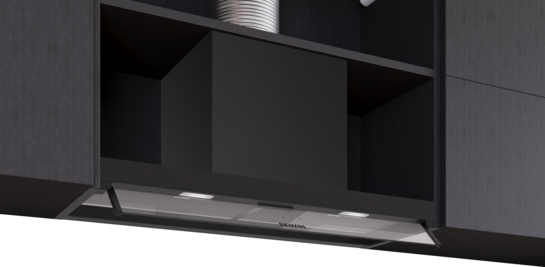 Siemens iQ300 Skåpsintegrerad köksfläkt 80 cm Klarglas, Mattsvart LJ85BCC60