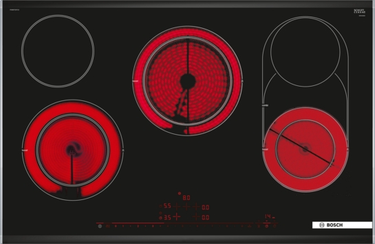 BOSCH Serie 8 Elektro-Kochfeld 80 cm Schwarz, Mit Rahmen aufliegend PKM875DP1D