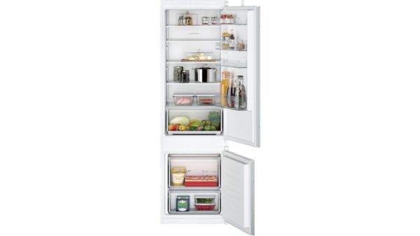 iQ100 Built-in fridge-freezer with freezer at bottom 177.2 x 54.1 cm sliding hinge KI87VNSF0G KI87VNSF0G-1
