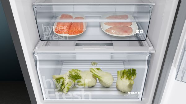 iQ300 free-standing fridge-freezer with freezer at bottom 186 x 60 cm Black stainless steel KG36NXXDC KG36NXXDC-3