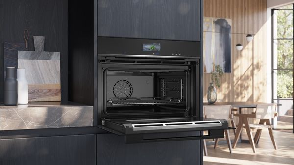 iQ700 Built-in compact oven with steam function 60 x 45 cm Black CS736G1B1 CS736G1B1-4