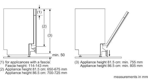 Klappscharnier für Einbau von Geschirrspülern mit bis zu 92 cm Nischenhöhe 00648174 00648174-3