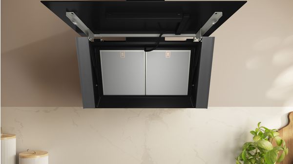 N 90 Wall-mounted cooker hood 90 cm clear glass black printed D98IPT2S0B D98IPT2S0B-6