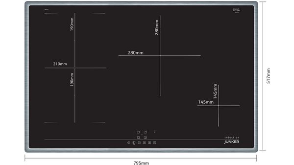 Induction hob 80 cm surface mount with frame JI38LT57 JI38LT57-5