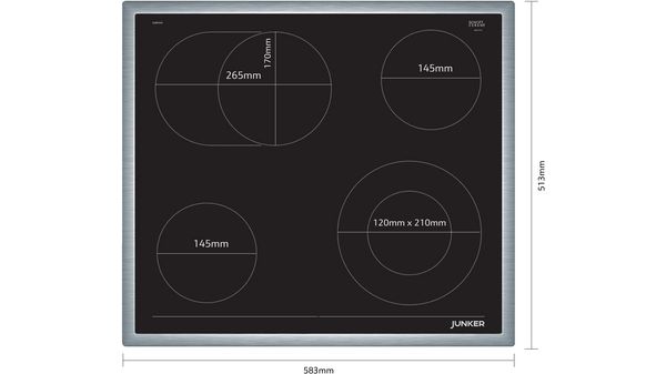Electric hob 60 cm control panel on the cooker, surface mount with frame JE36FH54 JE36FH54-4