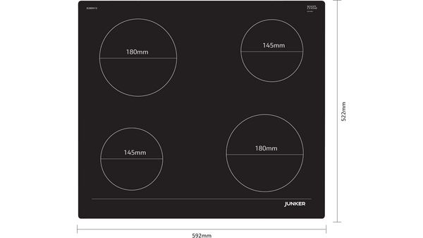 Electric hob 60 cm control panel on the cooker, surface mount without frame JE26DH14 JE26DH14-5