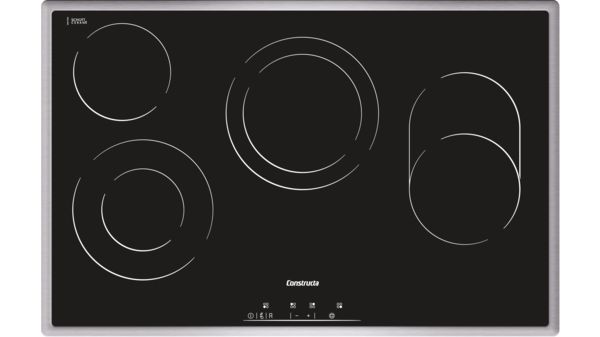 Autarke Elektro-Kochstelle Glaskeramik mit Edelstahlrahmen 80 cm breit CA328352 CA328352-1
