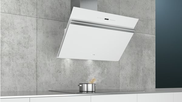 iQ700 Wall-mounted cooker hood 90 cm clear glass white printed LC91KWW20B LC91KWW20B-10